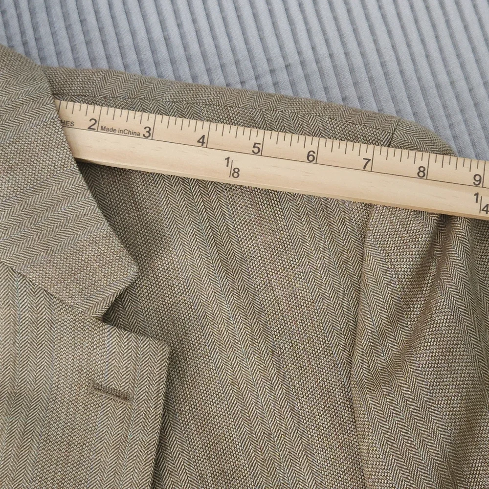 Lauren Ralph Lauren Silk Wool Blazer 44R Camel Tan Herringbone Old Money‎